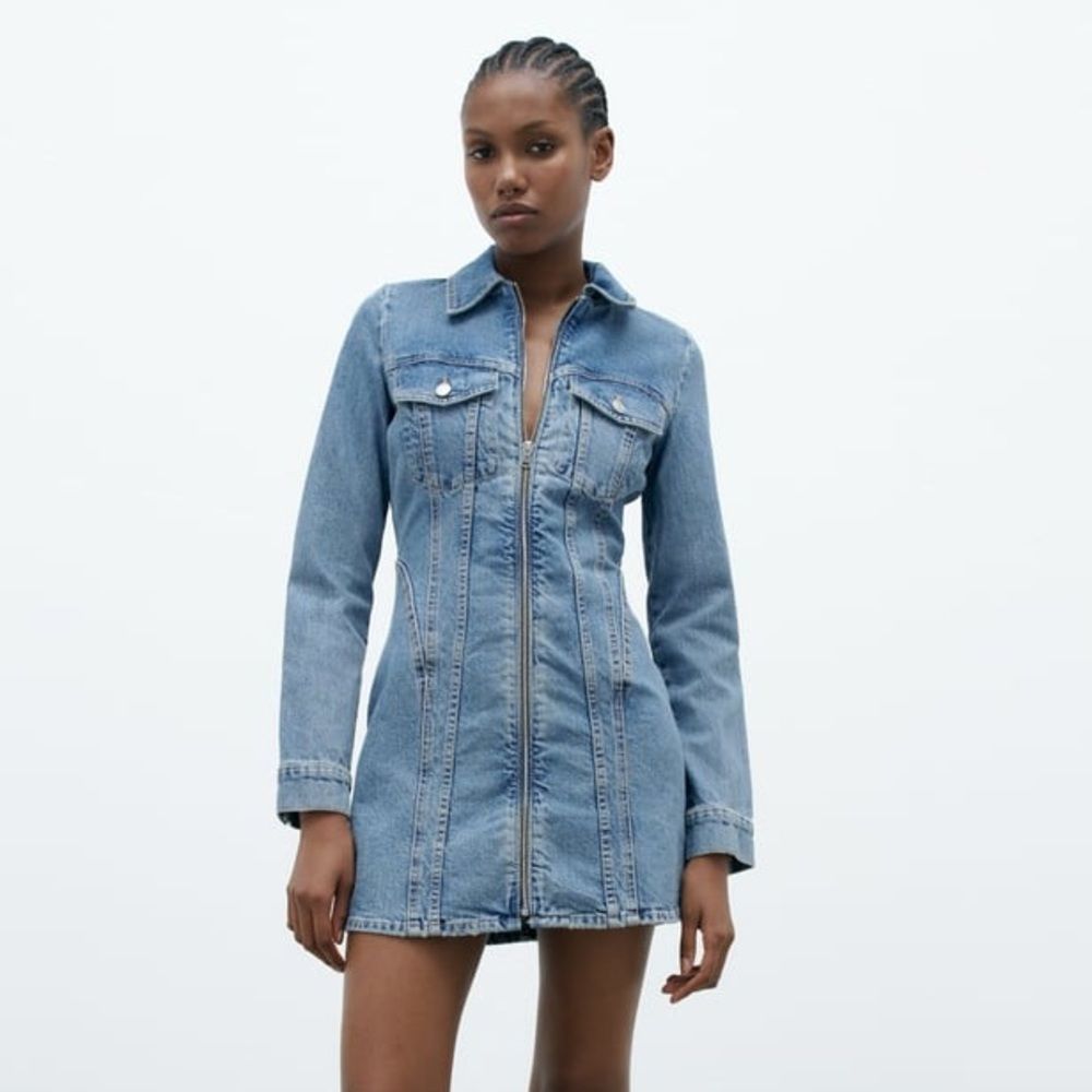 Zara Denim Zip Dress New - Picture 14 of 14